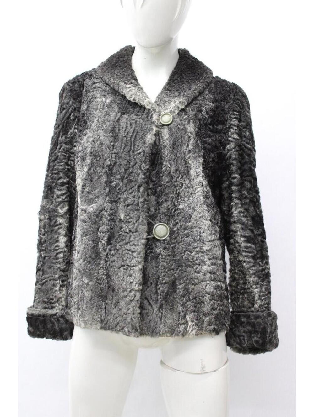 Mint Gray Lamb Fur Jacket Coat Women Woman Size 4-6 Small New Lining!
